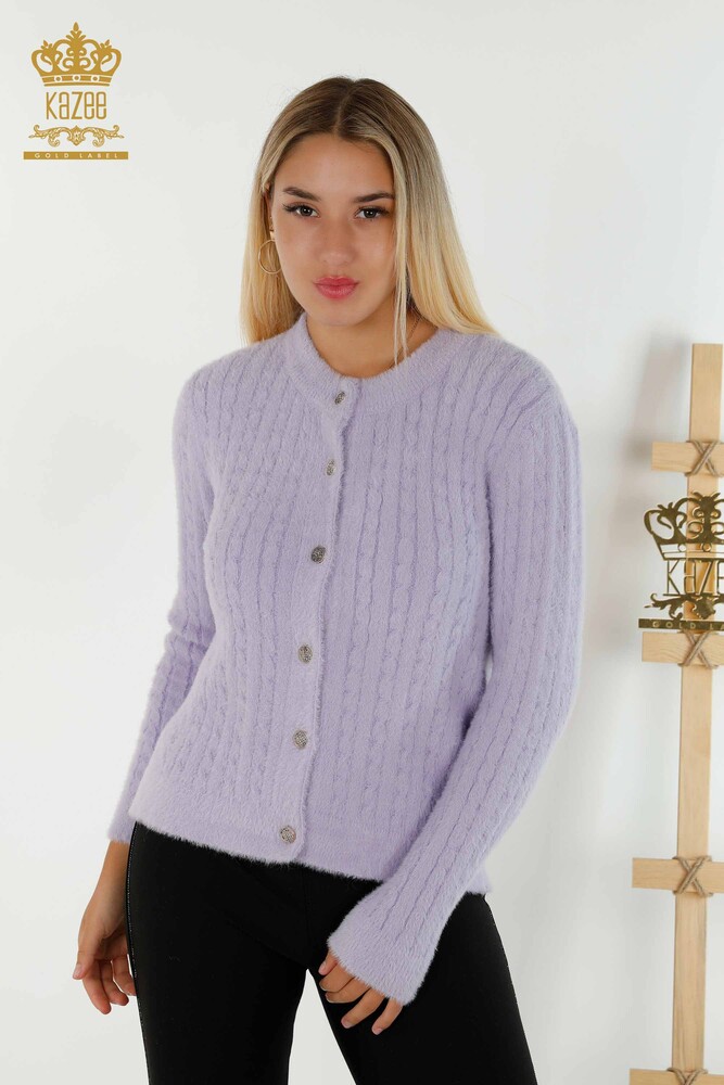 Cardigan cu ridicata pentru femei Angora Woven Liliac - 30321 | KAZEE - 1