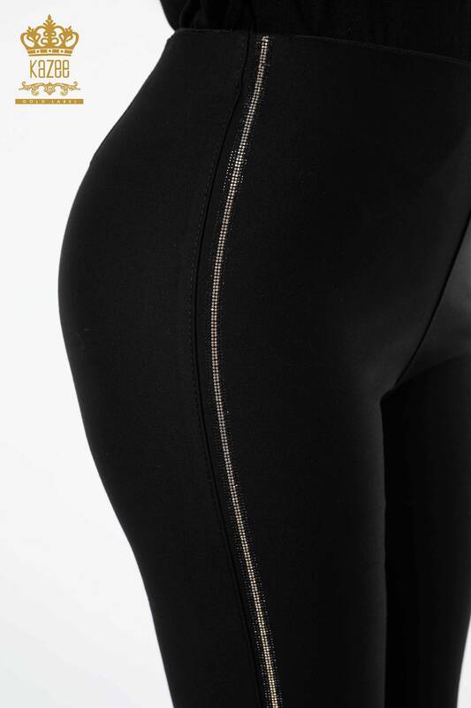 Pantaloni cu jambiere de damă negru - 3330 | KAZEE