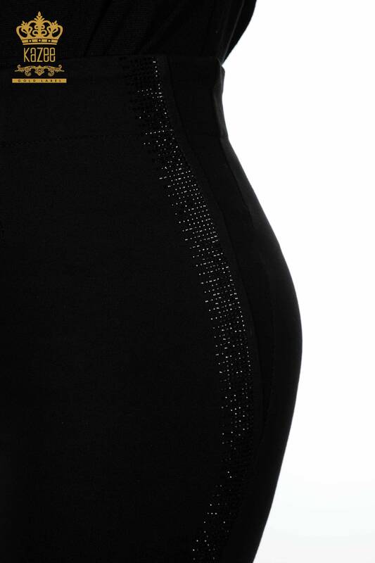 Pantaloni cu jambiere de damă negru - 3425 | KAZEE