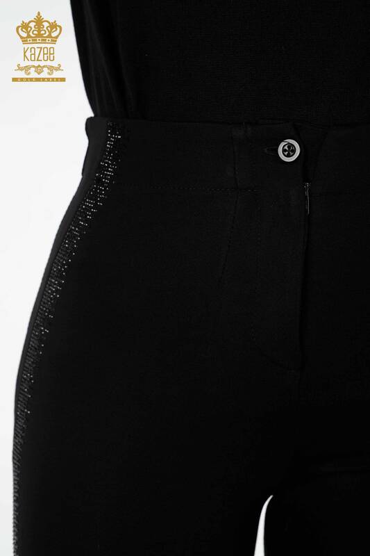 Pantaloni cu jambiere de damă negru - 3425 | KAZEE