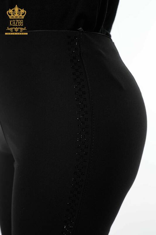 Pantaloni cu jambiere de damă cu ridicata Negru - 3475 | KAZEE