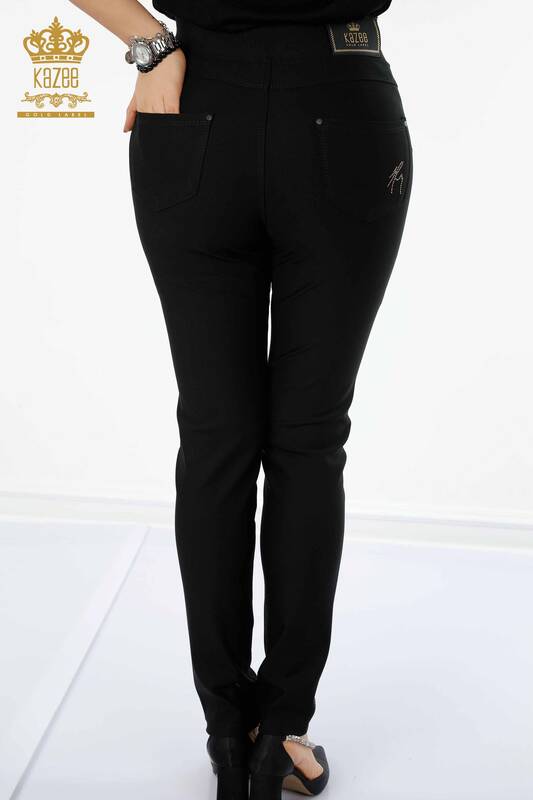 Pantaloni cu jambiere de damă cu ridicata Negru - 3608 | KAZEE