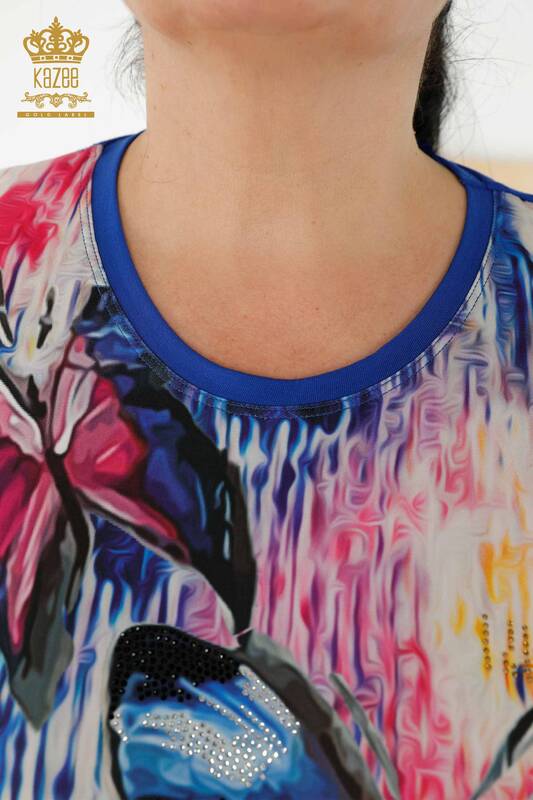 Bluză cu ridicata pentru femei Butterfly Print Digital - 12089 | KAZEE