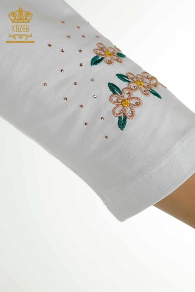 Bluză de damă cu ridicata - Buzunar Detaliat - Alb - 79477 | KAZEE - Thumbnail