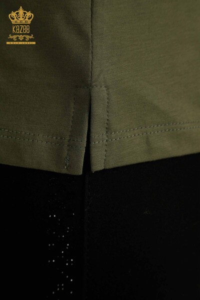 Bluză de damă cu ridicata - Buzunar Detaliat - Kaki - 79477 | KAZEE - Thumbnail