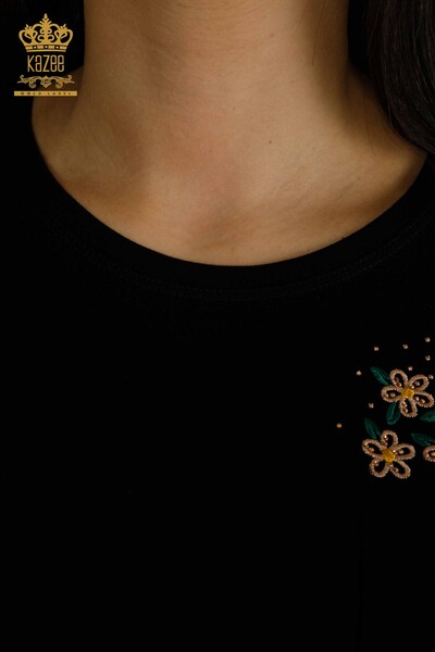 Bluză de damă cu ridicata - Buzunar Detaliat - Negru - 79477 | KAZEE - Thumbnail