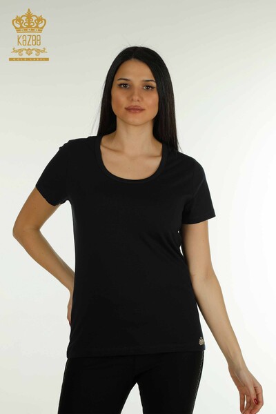 Bluză de damă cu ridicata Basic Logo Bleumarin - 79177 | KAZEE - Thumbnail