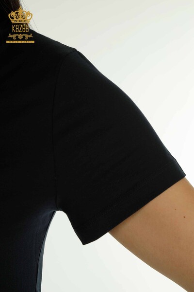 Bluză de damă cu ridicata Basic Logo Bleumarin - 79177 | KAZEE - Thumbnail
