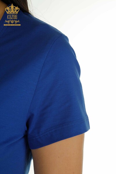 Bluză de damă cu ridicata Basic Logo Saks - 79177 | KAZEE - Thumbnail