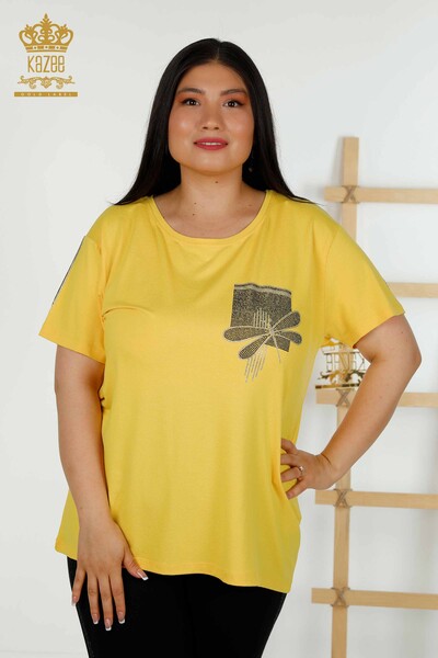 Bluză de damă cu ridicata Dragonfly Detaliat galben - 79370 | KAZEE - Thumbnail