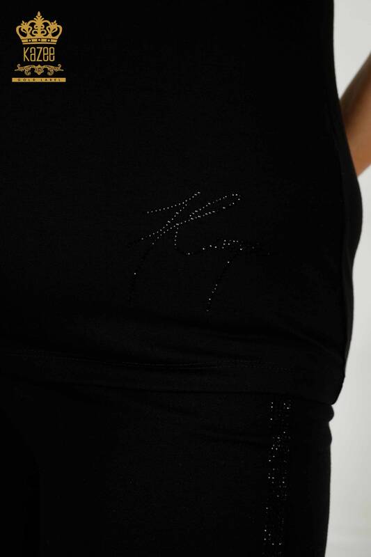 Bluză de damă en-gros cu detaliu guler negru - 79311 | KAZEE