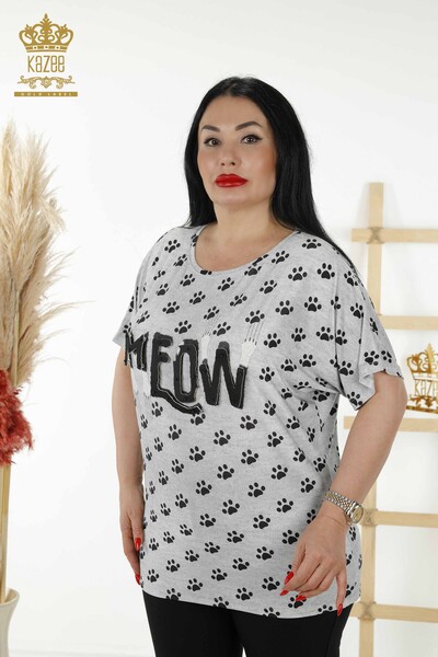 Bluză de damă cu ridicata cu model labe - 76834 | KAZEE - 1