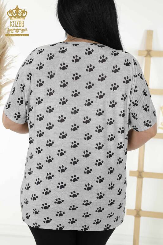 Bluză de damă cu ridicata cu model labe - 76834 | KAZEE