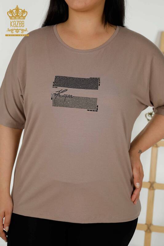 Bluză cu mânecă scurtă pentru femei din nurcă - 79349 | KAZEE