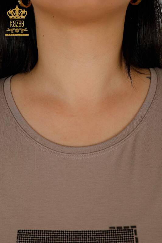 Bluză cu mânecă scurtă pentru femei din nurcă - 79349 | KAZEE