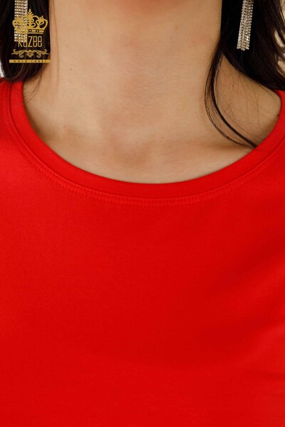 Bluză cu mânecă scurtă pentru femei roșie - 79178 | KAZEE - Thumbnail
