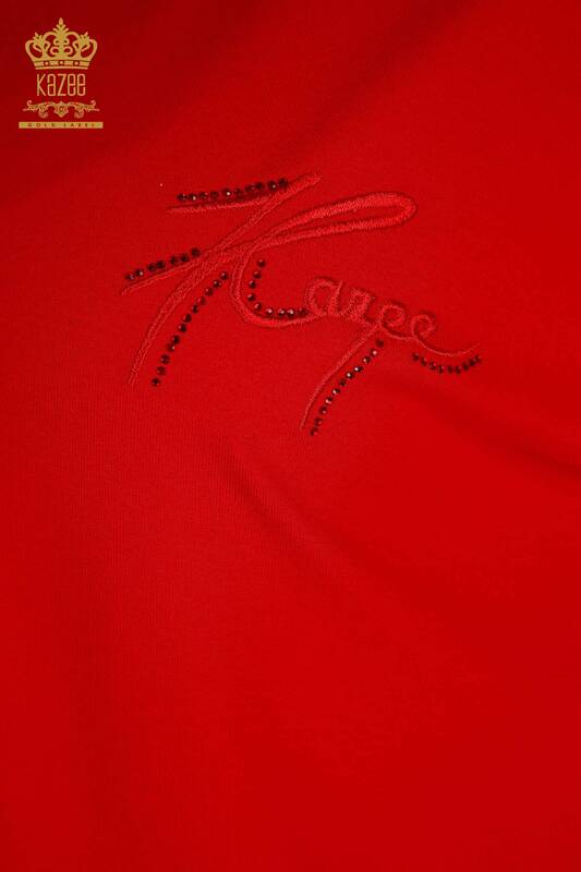 Bluză cu mânecă scurtă pentru femei roșie - 79302 | KAZEE