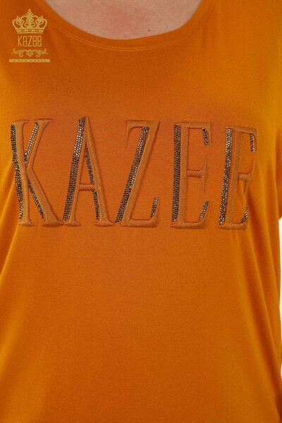 Bluză de damă cu mânecă scurtă maro - 78804 | KAZEE - Thumbnail