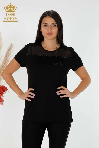 Bluză de damă cu ridicata American Model Black - 78857 | KAZEE - Thumbnail