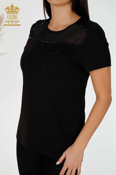 Bluză de damă cu ridicata American Model Black - 78857 | KAZEE - Thumbnail