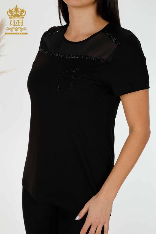 Bluză de damă cu ridicata American Model Black - 78857 | KAZEE