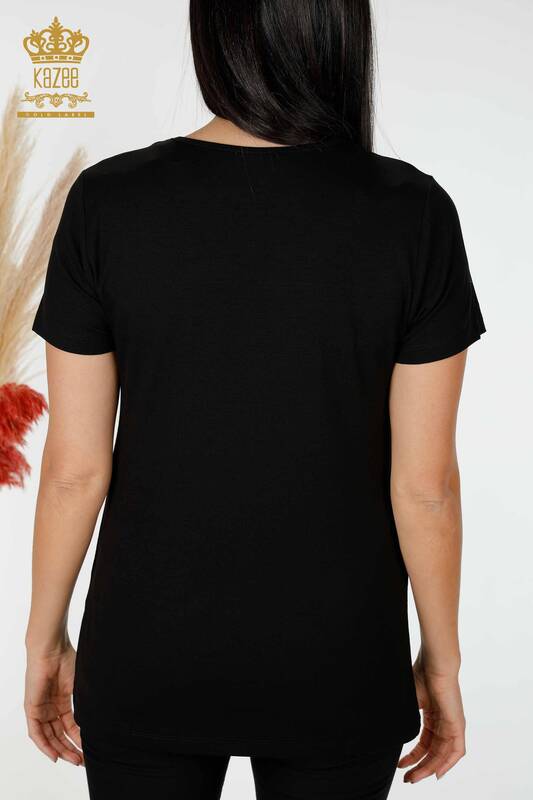 Bluză de damă cu ridicata American Model Black - 78857 | KAZEE