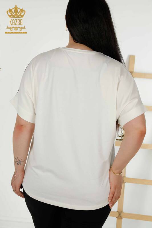 Bluză de damă cu ridicata cu piatră brodata digitală - 12080 | KAZEE
