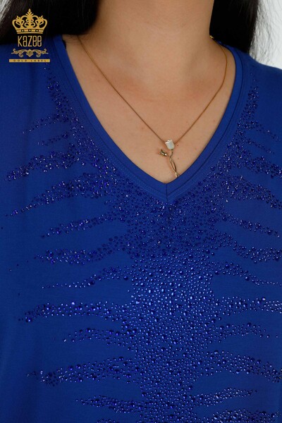 Bluză de damă cu ridicata cu piatră brodata Saks - 79321 | KAZEE - Thumbnail