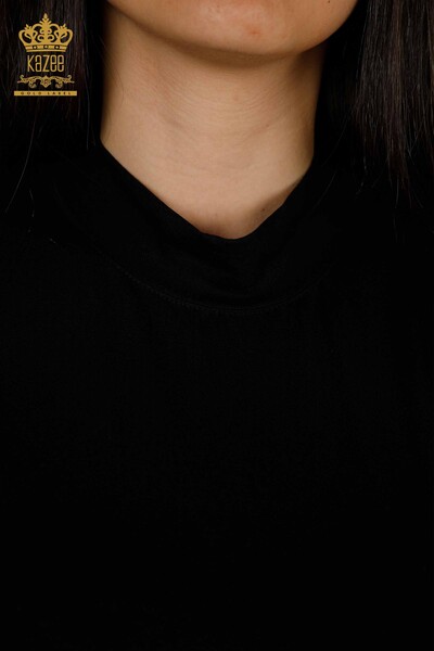 Bluză cu ridicata pentru femei cu mânecă zero neagră - 79286 | KAZEE - Thumbnail (2)
