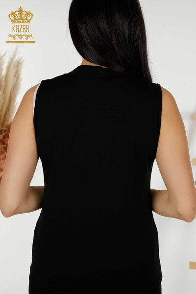 Bluză cu ridicata pentru femei cu mânecă zero neagră - 79286 | KAZEE - Thumbnail