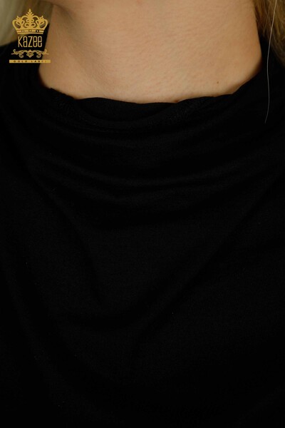 Bluza cu ridicata pentru femei cu maneca zero neagra - 79312 | KAZEE - Thumbnail (2)