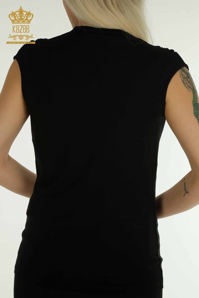 Bluza cu ridicata pentru femei cu maneca zero neagra - 79312 | KAZEE - Thumbnail
