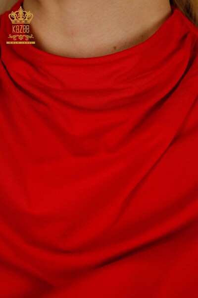 Bluză cu ridicata pentru femei cu mânecă zero roșie - 79312 | KAZEE - Thumbnail