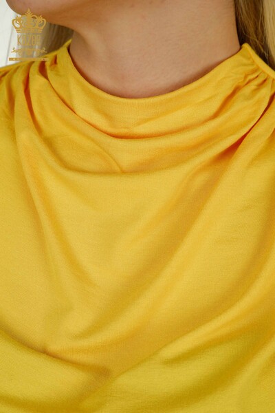 Bluză de damă cu ridicata cu mânecă zero galbenă - 79312 | KAZEE - Thumbnail (2)