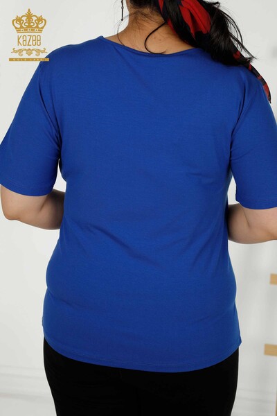 Bluză de damă cu ridicata cu guler detaliat Saks - 79311 | KAZEE - Thumbnail