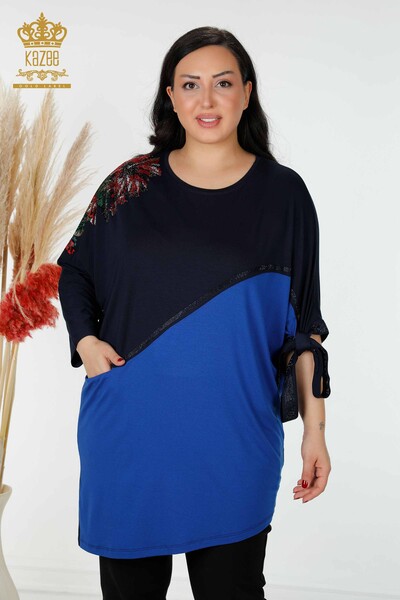 Comerț cu ridicata pentru femei tunică două culori bleumarin Saks - 77732 | KAZEE - Thumbnail