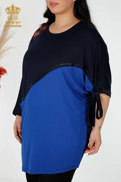 Comerț cu ridicata pentru femei tunică două culori bleumarin Saks - 77732 | KAZEE - Thumbnail