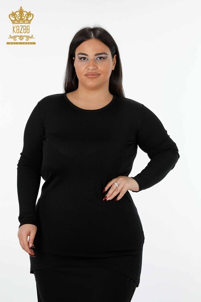 Tunica cu ridicata pentru femei neagra - Merter Wholesale Clothing - 14418 | KAZEE - Thumbnail