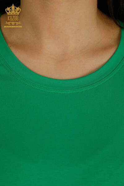 Bluză de damă cu ridicata - brodată cu piatră - verde - 79565 | KAZEE - Thumbnail