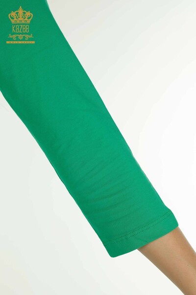 Bluză de damă cu ridicata - brodată cu piatră - verde - 79565 | KAZEE - Thumbnail