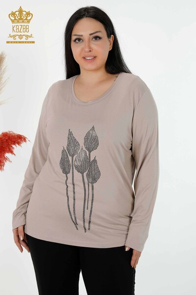 Bluza de dama cu ridicata din nurca brodata cu piatra - 79041 | KAZEE 