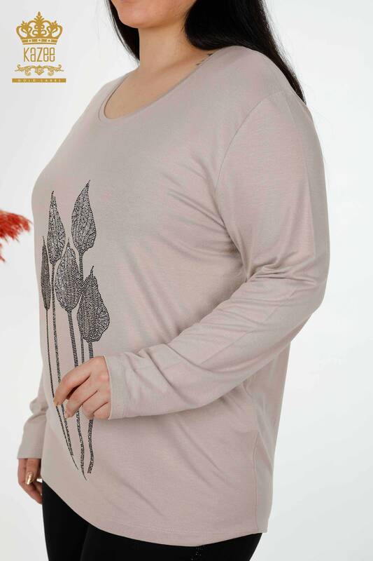 Bluza de dama cu ridicata din nurca brodata cu piatra - 79041 | KAZEE