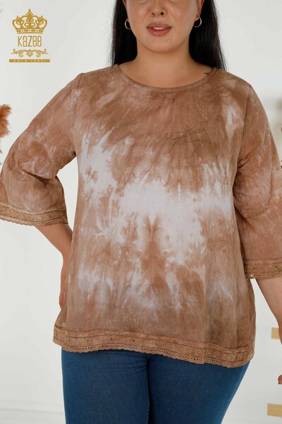 Bluza de dama cu ridicata din nurca brodata cu piatra - 79175 | KAZEE - Thumbnail