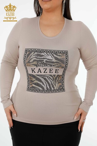 Bluză de damă cu ridicata din nurcă cu model - 78997 | KAZEE - Thumbnail