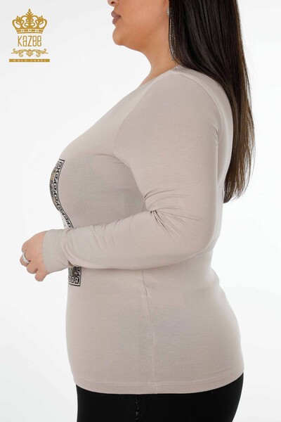 Bluză de damă cu ridicata din nurcă cu model - 78997 | KAZEE - Thumbnail