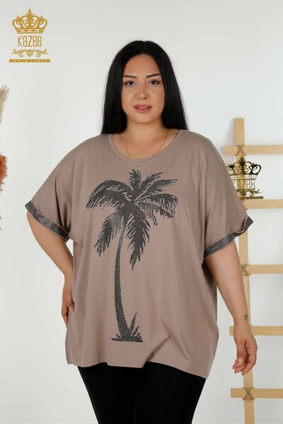 Bluză de damă cu ridicata din nurcă cu model - 79325 | KAZEE - Thumbnail