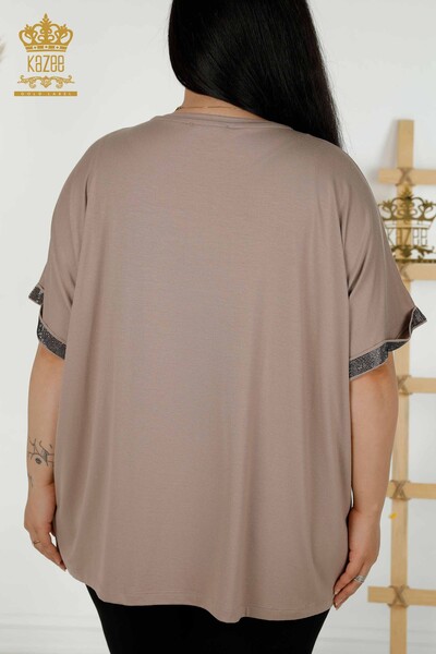 Bluză de damă cu ridicata din nurcă cu model - 79325 | KAZEE - Thumbnail