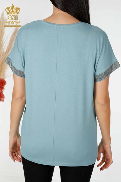 Bluză de damă en-gros cu modele mentă - 78916 | KAZEE - Thumbnail