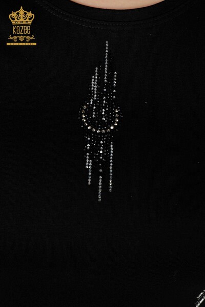 Bluză de damă cu model negru cu ridicata - 79043 | KAZEE - 4