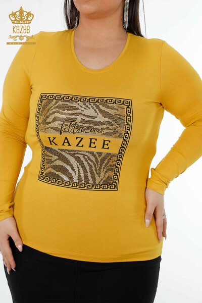 Bluză de damă cu ridicata cu model șofran - 78997 | KAZEE - Thumbnail